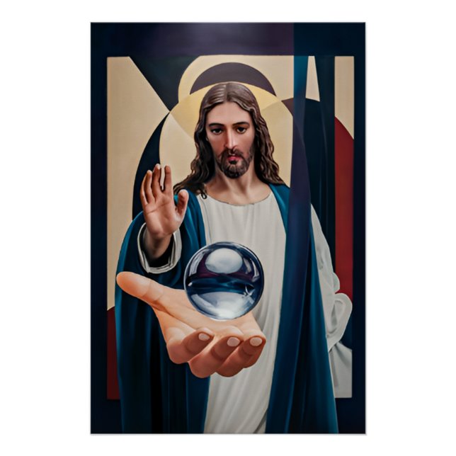 Poster Jésus dans l'élégance néo-cubiste Mur Abstrait mod (Devant)