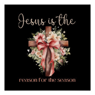 Poster Jésus est la raison de la croix de Noël de saison