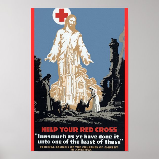 Poster Jésus et la Croix Rouge (Devant)