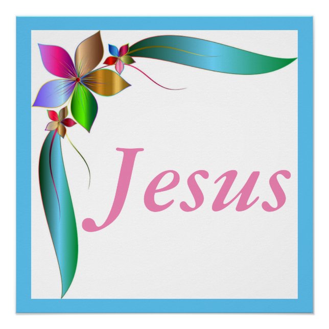 POSTER JÉSUS FLOWER RIBBON (Devant)