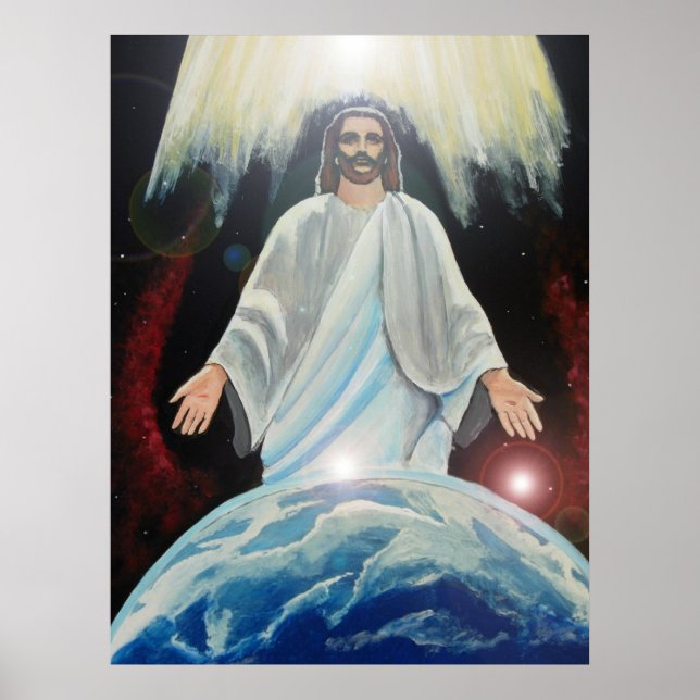 Poster Jésus, La Lumière du Monde la terre de l'art chrét (Devant)