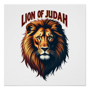 Poster Jésus Lion de Juda Gravure Vintage Chrétien Te