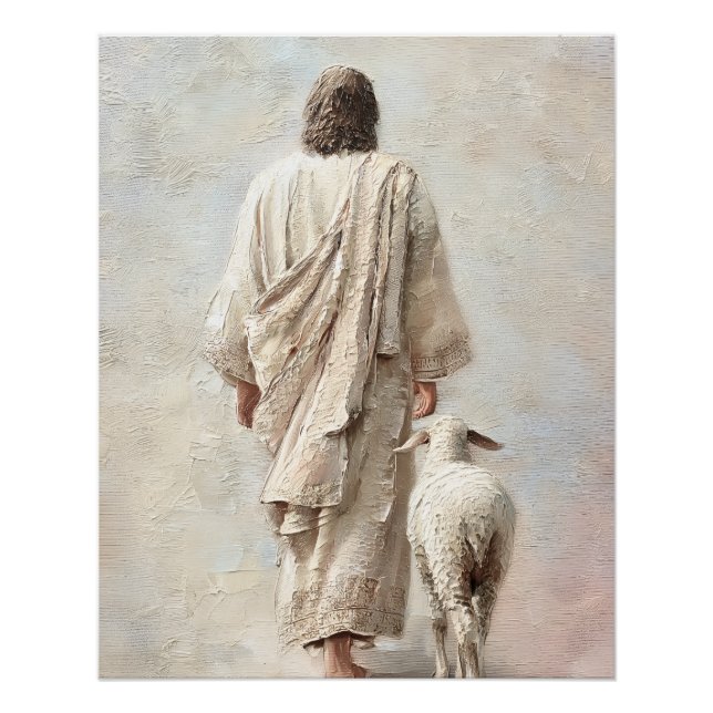 Poster Jésus marchant avec l'agneau (Devant)