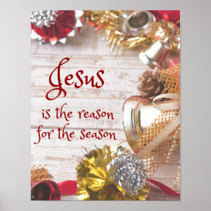 Poster Jésus rustique est la raison de Noël de saison