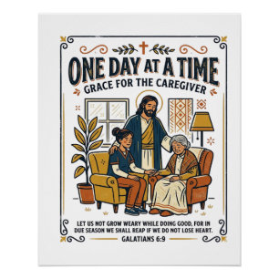 Poster Jésus Soignant Parents Âgés Graphique Tee Christi