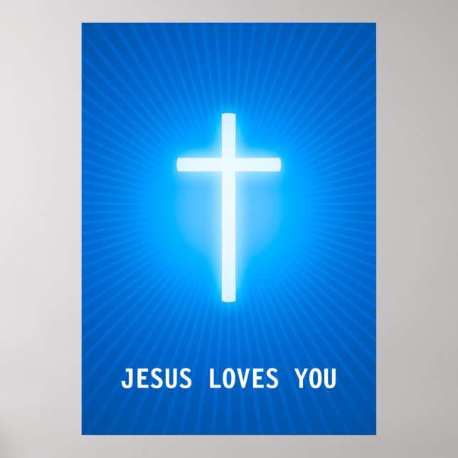 Poster Jésus t'aime | Croix religieuse (Devant)