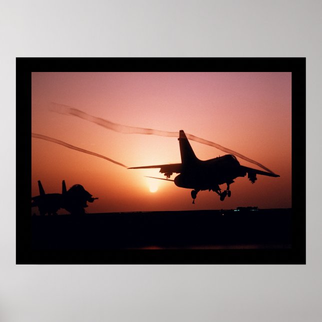 Poster Jets à l'affiche du coucher du soleil (Devant)