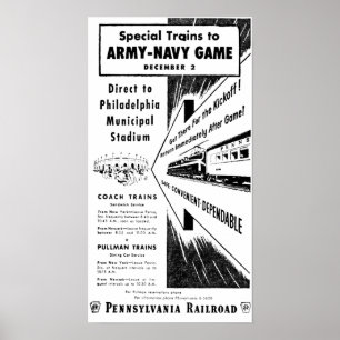 Poster Jeu Armée-Marine Via Le Chemin De Fer Pennsylvania