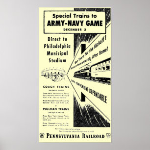 Poster Jeu Armée-Marine Via Le Chemin De Fer Pennsylvania