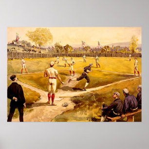 Poster Jeu de baseball vintage