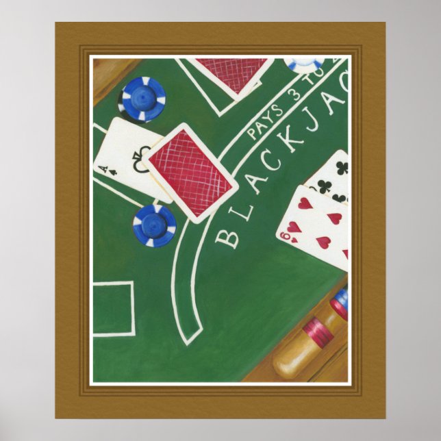 Poster Jeu de Blackjack avec chips par Chariklia Zarris (Devant)