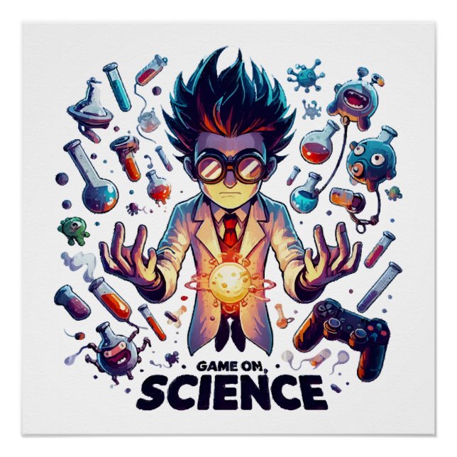 Poster Jeu de concoction chimique, thème scientifique (Devant)
