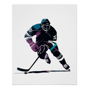 Poster Jeu de hockey sur glace Défi Sport Style Silhouett