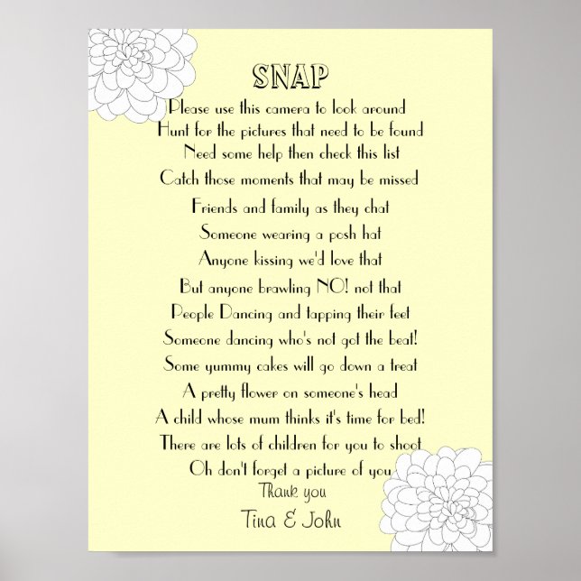 Poster Jeu photo Mariage Spy Snap (Devant)