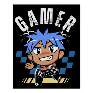 Poster jeu vidéo du contrôleur de joueur rétro