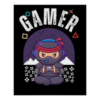 Poster jeu vidéo du contrôleur de joueur rétro