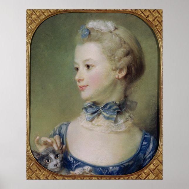 Poster Jeune fille avec un chat (Devant)