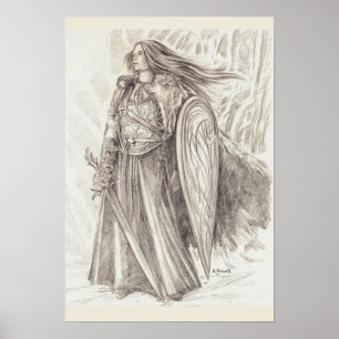 Poster Jeune fille de bouclier d'Avalon