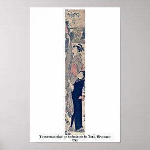 Poster Jeune homme jouant au badminton par Torii,