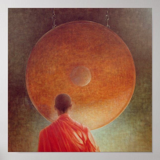 Poster Jeune moine avec Gong (Devant)