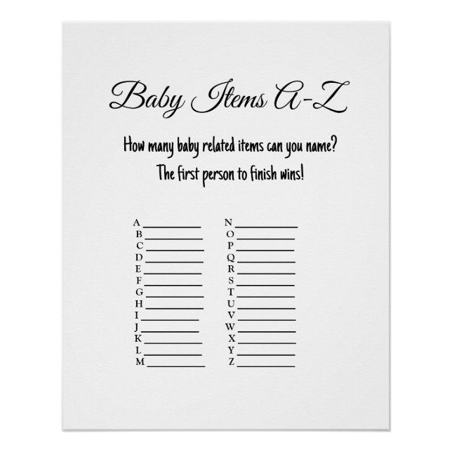 Poster Jeux de bébé pour la fête de naissance (Devant)