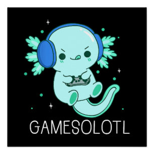 Poster Jeux mignons Axolotl Axolotl Joueur