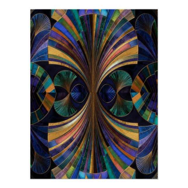 Poster Jewel Tone Peacock Blue Purple Gold Art Deco (Devant)
