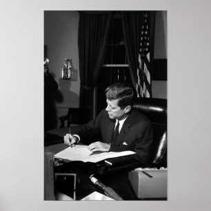 Poster JFK Signant La Quarantaine De Cuba
