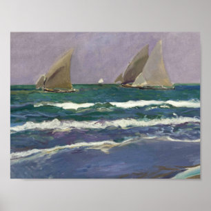 Poster Joaquin Sorolla - Voiles de navires dans la mer