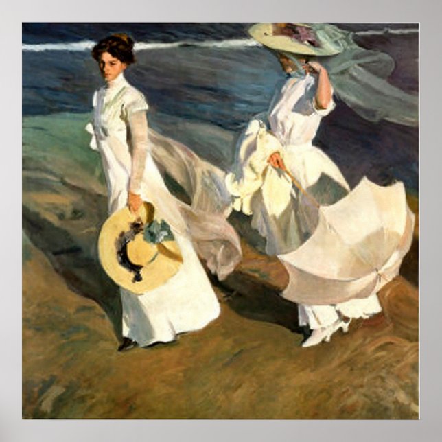 Poster Joaquín Sorolla y Bastida Walk On The Beach (Devant)