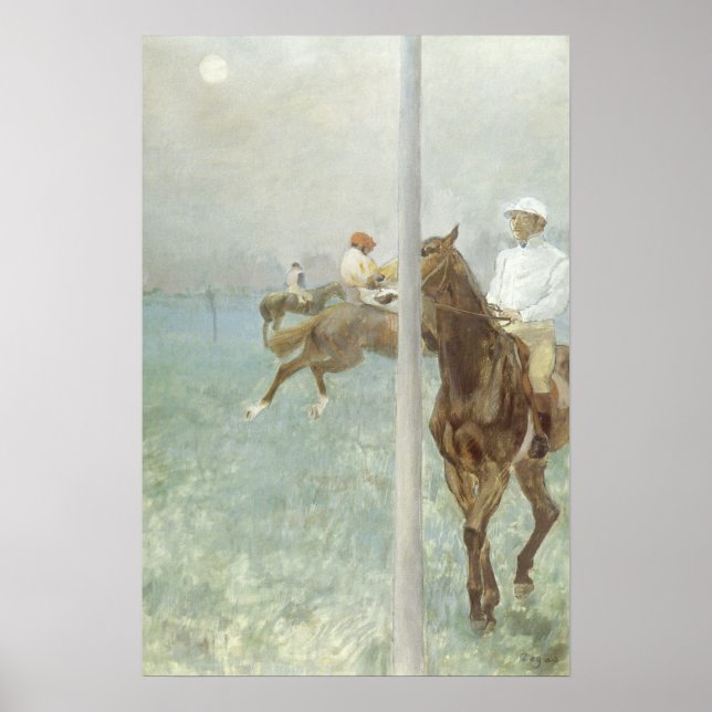 Poster Jockeys avant la course par Edgar Degas (Devant)