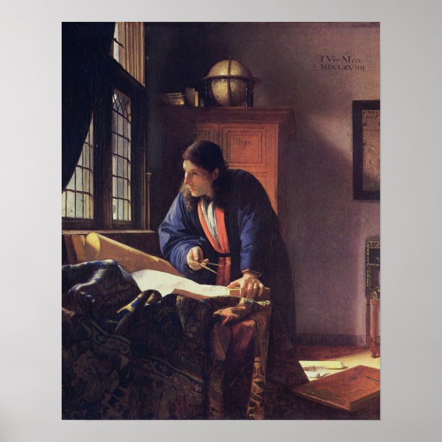 Poster Johannes Vermeer, Géographe (Devant)