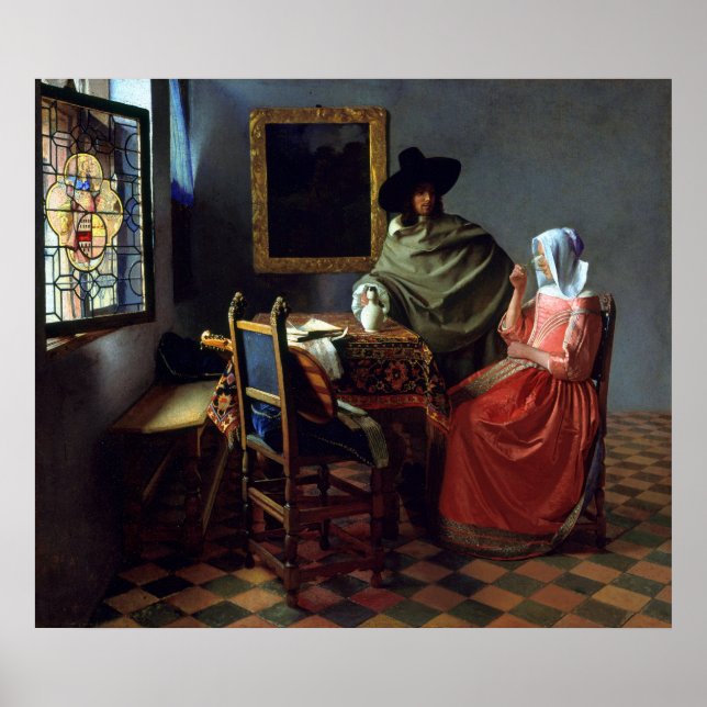 Poster Johannes Vermeer Le Verre À Vins (Devant)
