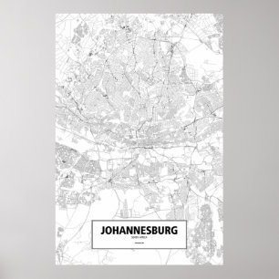 Poster Johannesburg, Afrique du Sud (noir sur blanc)
