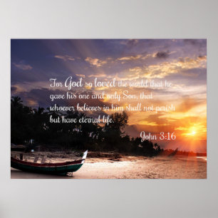 Poster John 3:16 #1 NIV - Écriture Mur chrétien Art