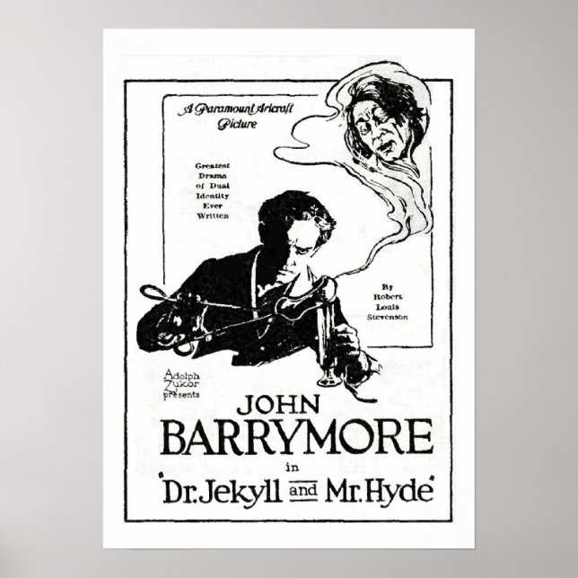 Poster John Barrymore Jekyll et Hyde 1920 Annonce de ciné (Devant)