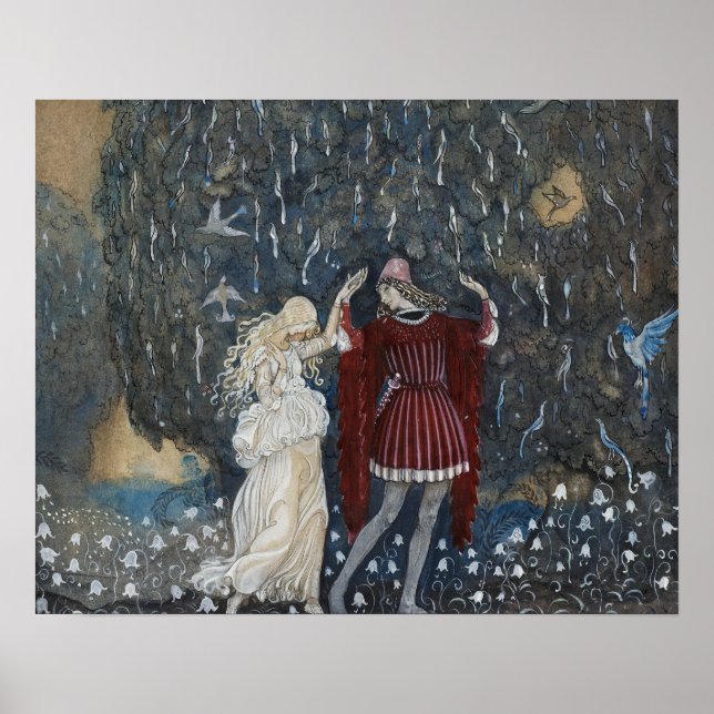 Poster John Bauer - Lena danse avec le chevalier (Devant)