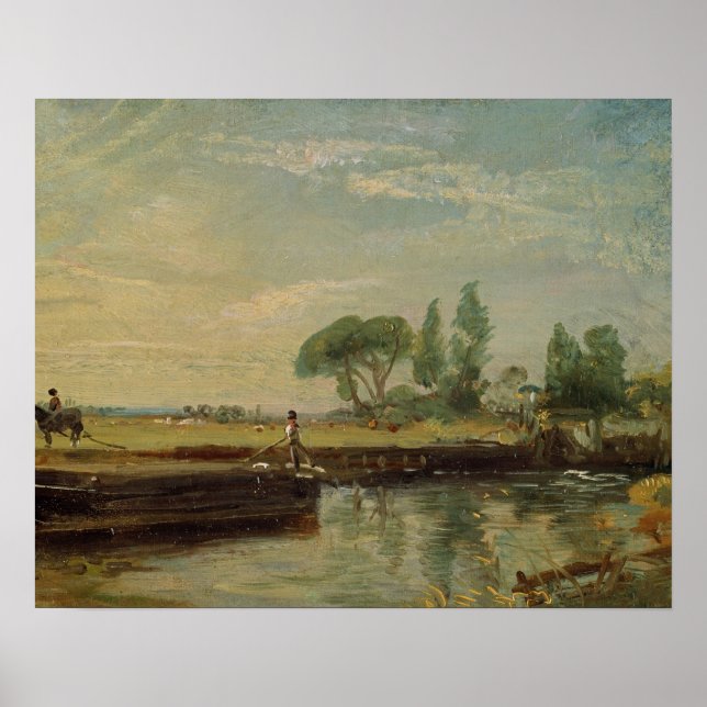 Poster John Constable | A Barge below Flatford Lock, c.18 (Devant)
