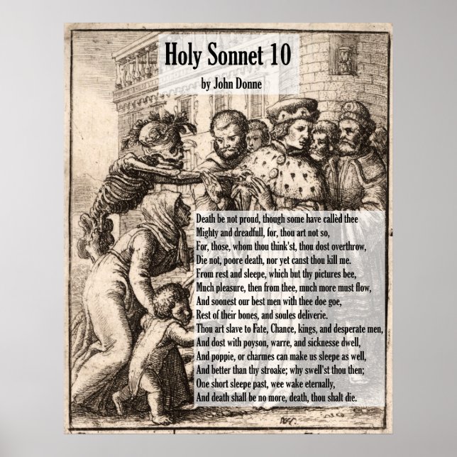 Poster John Donne Mort, Ne sois Pas Fier/Saint Sonnet 10 (Devant)
