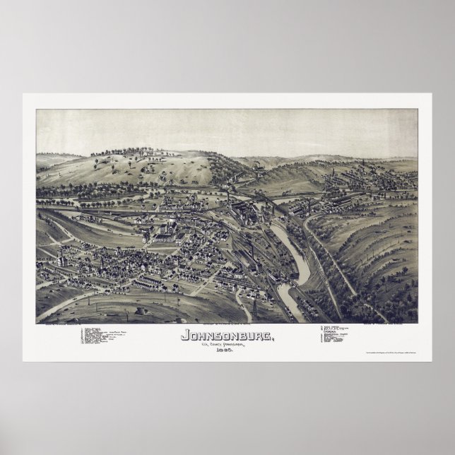 Poster Johnsonburg, PA Carte panoramique - 1895 (Devant)
