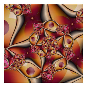 Poster Joie colorée abstraite rouge orange fantaisie frac