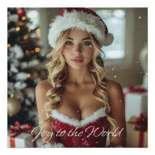 Poster JOIE DANS LE MONDE - Fille du Père Noël de Noël
