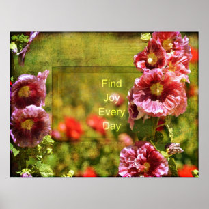 Poster Joie florale de rose trémière de jardin