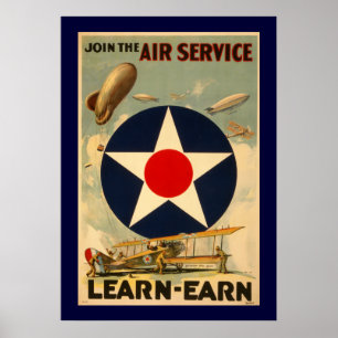 Poster Joignez le service aérien "Apprendre-Gagnent" (la