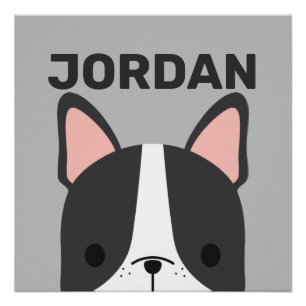 Poster Joli Bouledogue Français avec nom personnalisé