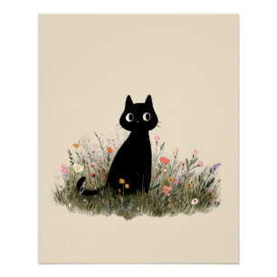Poster Joli Chatons dans Fleurs Esthétique Cottagecore