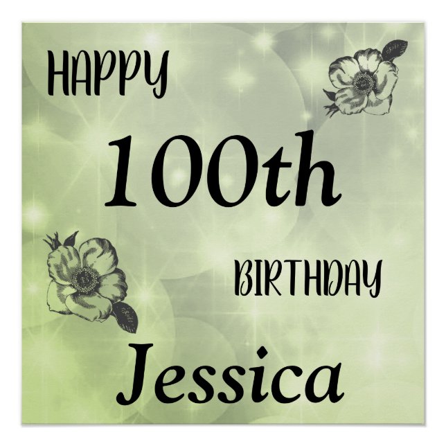 Poster Joli Green scintille Joyeux 100e anniversaire (Devant)