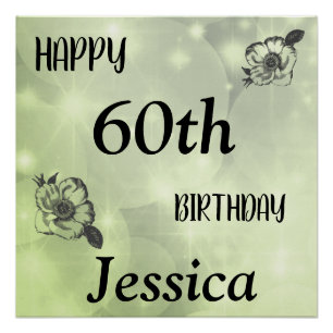 Poster Joli Green scintille Joyeux 60e anniversaire
