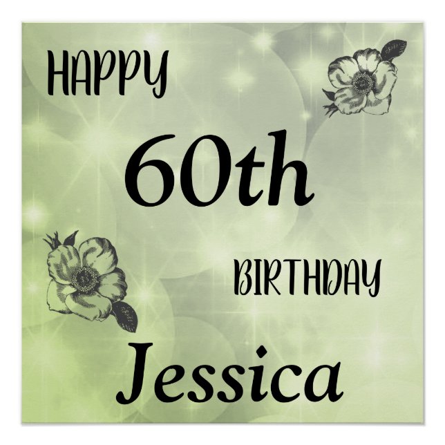 Poster Joli Green scintille Joyeux 60e anniversaire (Devant)