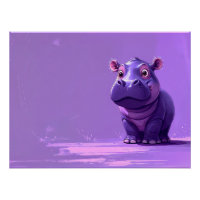 Joli hippopotame violet de style cartoon